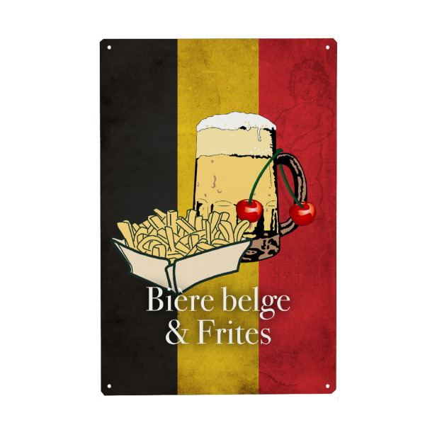 Holzbild "Biere & Frites" artboxONE - Reise,Essen & Trinken,Reise / Länder,Essen & Trinken / Alkohol