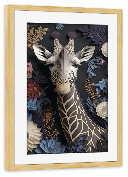 Poster mit Rahmen kiefer "Giraffenportrait" artboxONE - Natur,Tiere - Portrait,Tier,Giraffe,Bunt,Natur