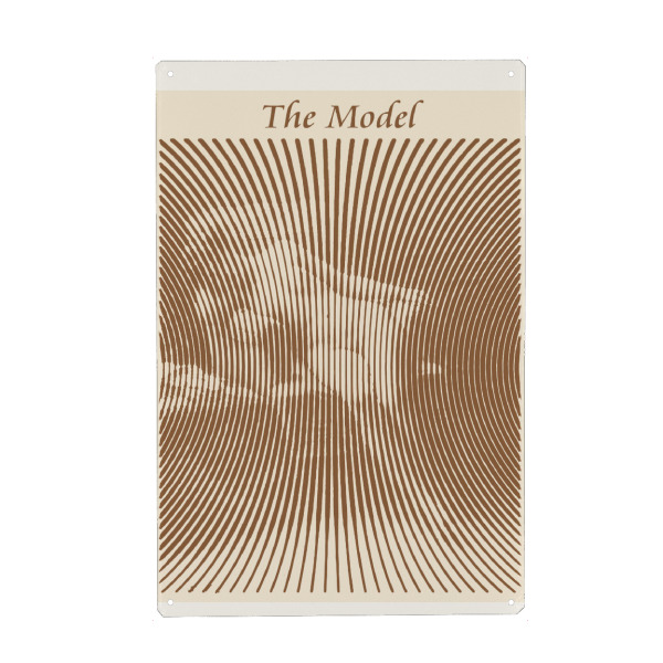 Metall Poster "Das Model" artboxONE - Abstrakt - Gliederung,Minimalistisch,Skizzieren,Monochromatisch,Illustration,Hypnotisieren,Jahrgang