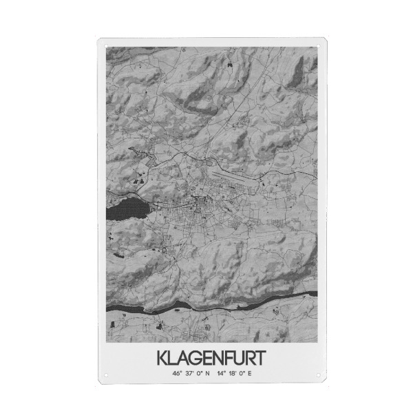 Metall Poster "Klagenfurt Bleistift Map" artboxONE - Städte / Weitere,Kartografie