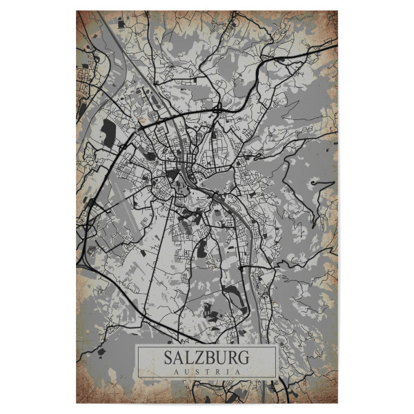 Poster 30x20 cm "Retro Salzburg City" artboxONE - Städte / Weitere,Kartografie