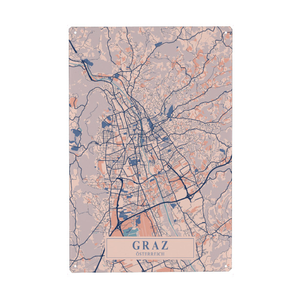 Holzbild "Graz Stadt Map" artboxONE - Städte / Weitere,Kartografie
