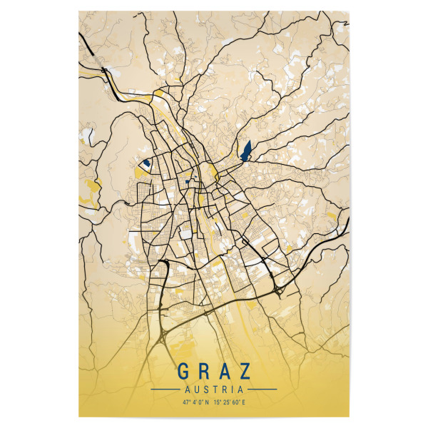 Poster "City von Graz Österreich" artboxONE - Städte / Weitere,Kartografie