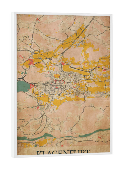 Poster mit weißem Rahmen "Klagenfurt Retro City" artboxONE - Städte / Weitere,Kartografie