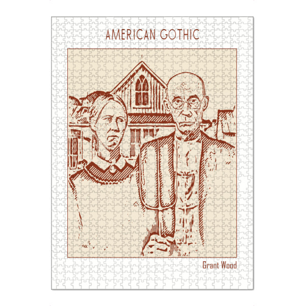 Puzzle Ravensburger "American Gothic (Line Art)" artboxONE - Abstrakt,Menschen