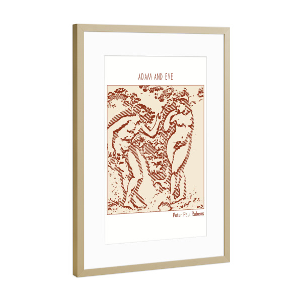 Poster mit Rahmen Gold "Adam und Eva (Strichzeichnungen)" artboxONE - Abstrakt