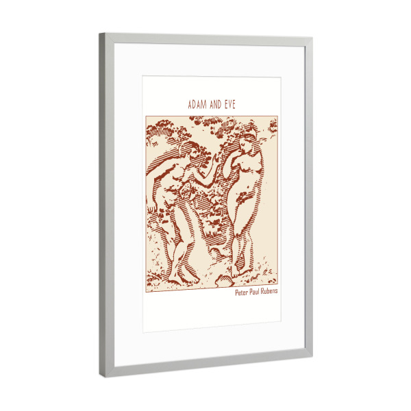 Poster mit Rahmen Silber "Adam und Eva (Strichzeichnungen)" artboxONE - Abstrakt