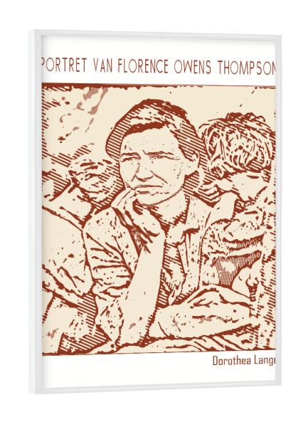 Poster mit weißem Rahmen "Florence Owens Thompson (Line Art)" artboxONE - Abstrakt,Menschen,Männer