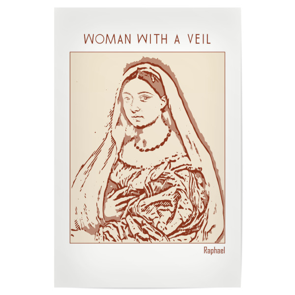 Poster 30x20 cm "Frau mit Schleier (Line Art)" artboxONE - Abstrakt,Menschen - Gliederung,Minimalistisch,Skizze,Monochromatisch,Illustration,Bleistift