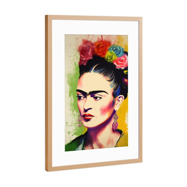 Poster mit Rahmen Kupfer "Fridas Kreative Welt" artboxONE - Floral,Abstrakt,Menschen