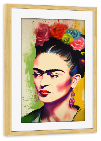 Poster mit Rahmen kiefer "Fridas Kreative Welt" artboxONE - Floral,Abstrakt,Menschen