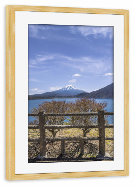 Poster mit Rahmen kiefer "Motosu-See mit Fuji" artboxONE - Natur,Reise / Asien