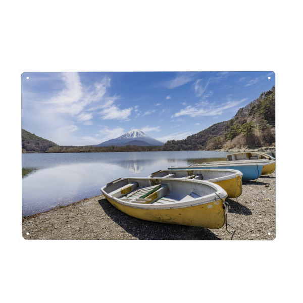 Metall Poster "Malerischer Shoji-See mit Fuji" artboxONE - Natur,Reise / Asien