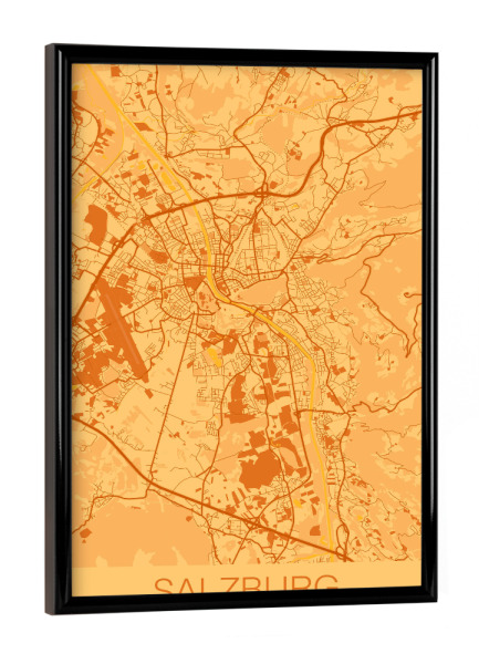Poster mit schwarzem Rahmen "Stadt Salzburg Map" artboxONE - Städte / Weitere,Kartografie