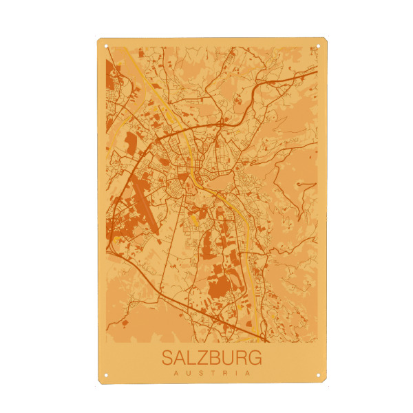 Holzbild "Stadt Salzburg Map" artboxONE - Städte / Weitere,Kartografie