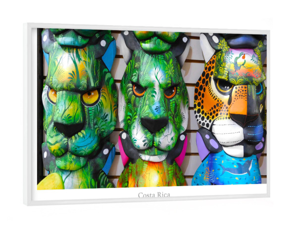 Poster mit weißem Rahmen "Costa Rica Jaguar-Masken" artboxONE - Reise,Reise / Länder