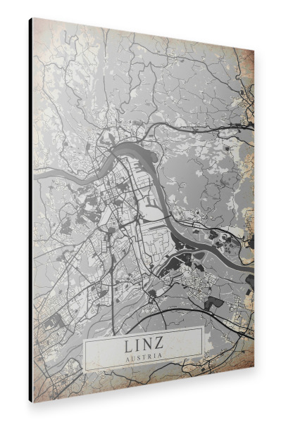 Alu-Dibond "Retro Linz City" 30x20 cm artboxONE