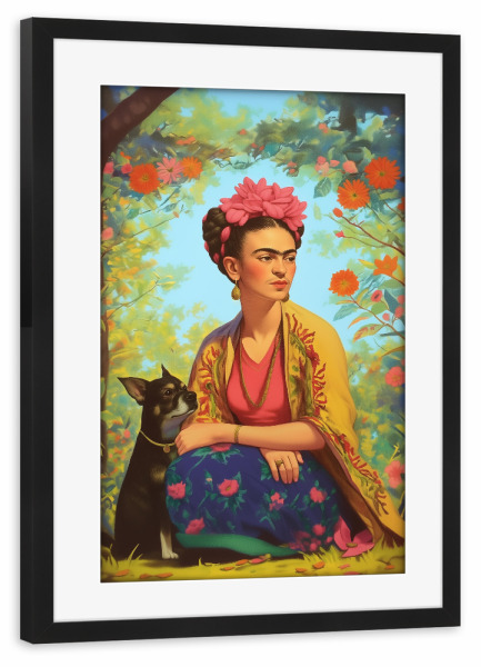 Poster mit Rahmen schwarz "Fridas Garten der Ruhe" artboxONE - Natur,Floral,Menschen