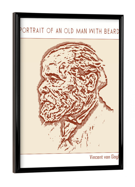 Poster mit schwarzem Rahmen "Alter Mann mit Bart (Line Art)" artboxONE - Abstrakt,Menschen,Männer