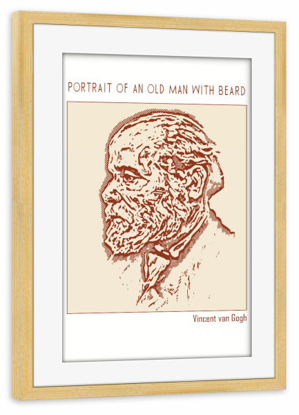 Poster mit Rahmen kiefer "Alter Mann mit Bart (Line Art)" artboxONE - Abstrakt,Menschen,Männer