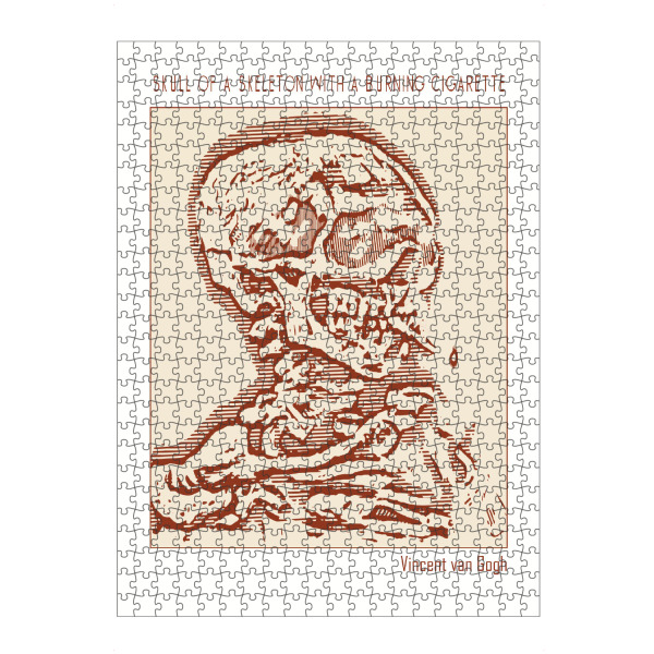Puzzle Ravensburger "Schädel eines Skeletts (Line Art)" artboxONE - Abstrakt - Gliederung,Minimalistisch,Skizze,Monochromatisch,Illustration,Bleistift