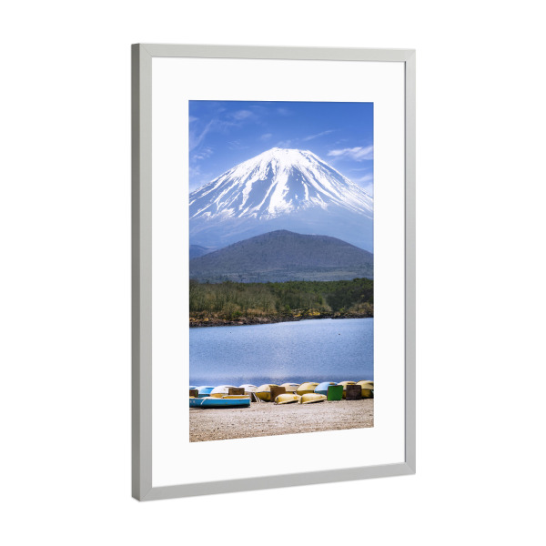 Poster mit Rahmen Silber "Idyllischer Shoji-See mit Fuji" artboxONE - Natur,Reise / Asien