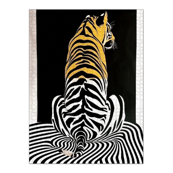 Puzzle Ravensburger "Abstrakter Tiger im Streifen-Look" artboxONE - Tiere,Abstrakt,Geometrie