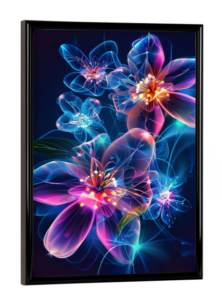 Poster mit schwarzem Rahmen "Blumen Neon C (matart)" artboxONE - Natur,Floral - Blumen,Natur,Neon,Modern,Kunst,Floral