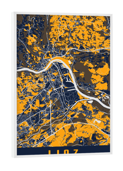 Poster mit weißem Rahmen "Linz City" artboxONE - Städte / Weitere,Kartografie