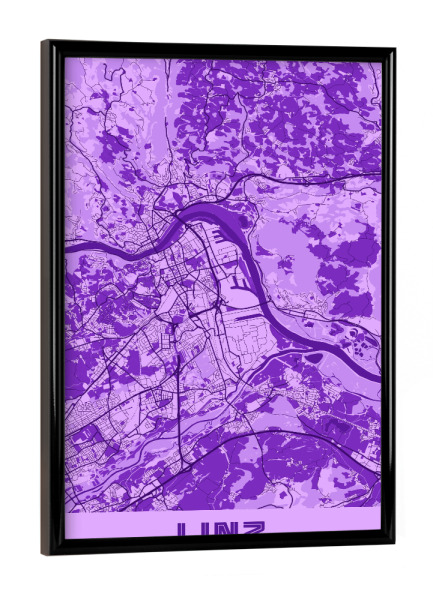 Poster mit schwarzem Rahmen "City Map Linz" artboxONE - Städte / Weitere,Kartografie