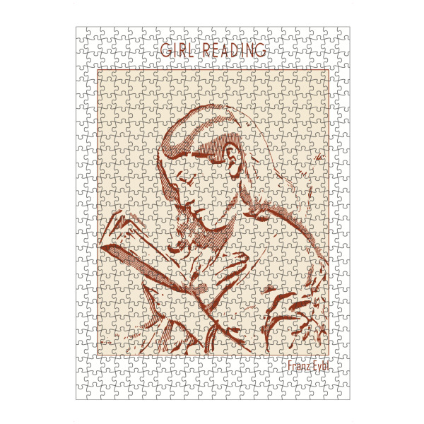 artboxONE Puzzle "Lesendes Mädchen" artboxONE - Abstrakt,Menschen - Gliederung,Minimalistisch,Skizze,Monochromatisch,Illustration,Bleistift