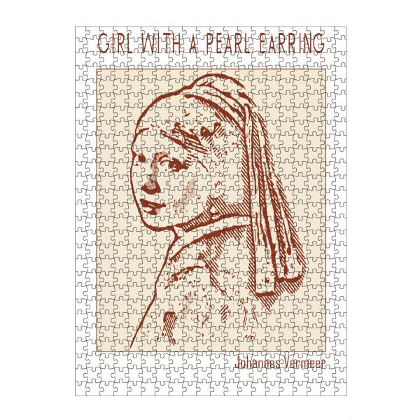artboxONE Puzzle "Mädchen mit Perle" artboxONE - Abstrakt,Menschen - Gliederung,Minimalistisch,Skizze,Monochromatisch,Illustration,Bleistift