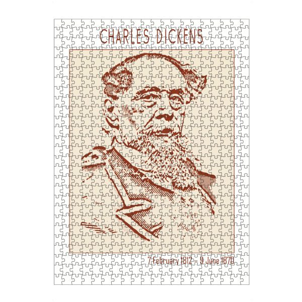 Puzzle Ravensburger "Charles Dickens" artboxONE - Abstrakt,Menschen,Männer - Gliederung,Minimalistisch,Skizze,Monochromatisch,Illustration,Bleistift