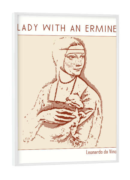 Poster mit weißem Rahmen "Dame mit Hermelin" artboxONE - Abstrakt,Menschen - Gliederung,Minimalistisch,Skizze,Monochromatisch,Illustration,Bleistift