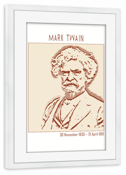 Poster mit Rahmen weiß "Mark Twain (Strichzeichnungen)" artboxONE - Abstrakt,Menschen,Männer