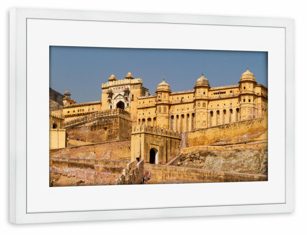 Poster mit Rahmen weiß "Das Amber Fort bei Jaipur" artboxONE - Architektur,Reise / Asien