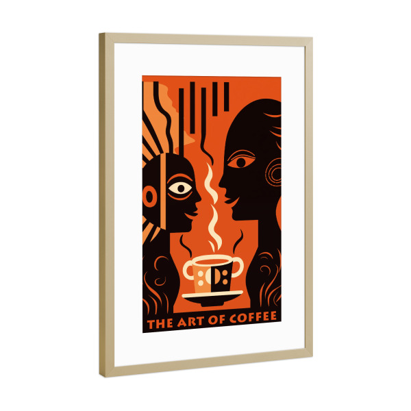 Poster mit Rahmen Gold "Kaffee-Kunst" artboxONE - Essen & Trinken,Abstrakt,Für Papa