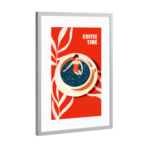 Poster mit Rahmen Silber "Kaffee-Zeit" artboxONE - Essen & Trinken,Abstrakt,Für Papa