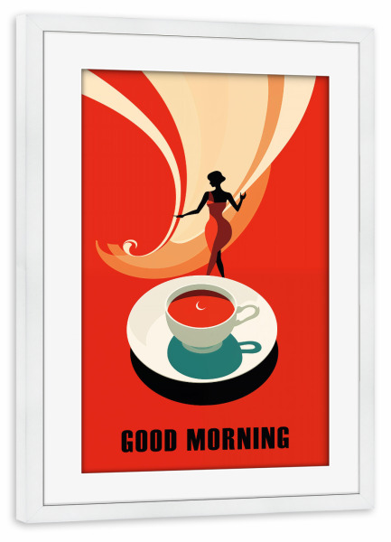 Poster mit Rahmen weiß "Guten Morgen - Kaffee ist fertig" artboxONE - Essen & Trinken,Abstrakt,Liebe,Für Papa