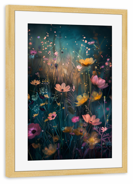 Poster mit Rahmen kiefer "Blumenwiese B (matart)" artboxONE - Natur,Floral - Blumen,Wiese,Garten,Natur,Modern,Kunst