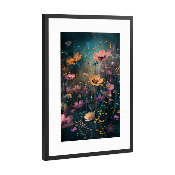 Poster mit Rahmen Schwarz (Metallic) "Blumenwiese C (matart)" artboxONE - Natur,Floral - Blumen,Wiese,Garten,Natur,Modern,Kunst