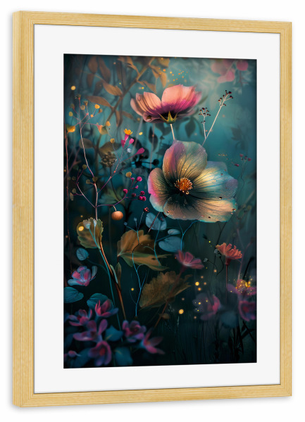 Poster mit Rahmen kiefer "Blumenwiese D (matart)" artboxONE - Natur,Floral - Blumen,Wiese,Garten,Natur,Modern,Kunst