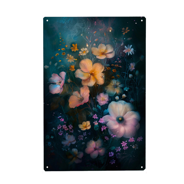 Holzbild "Blumenwiese E (matart)" artboxONE - Natur,Floral - Blumen,Wiese,Garten,Natur,Schmetterling,Modern,Kunst