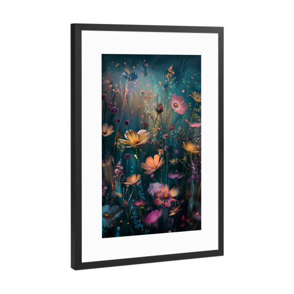 Poster mit Rahmen Schwarz (Metallic) "Blumenwiese F (matart)" artboxONE - Natur - Blumen,Wiese,Garten,Natur,Modern,Kunst
