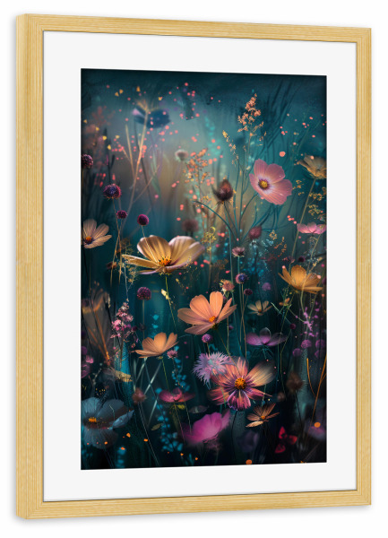 Poster mit Rahmen kiefer "Blumenwiese F (matart)" artboxONE - Natur - Blumen,Wiese,Garten,Natur,Modern,Kunst