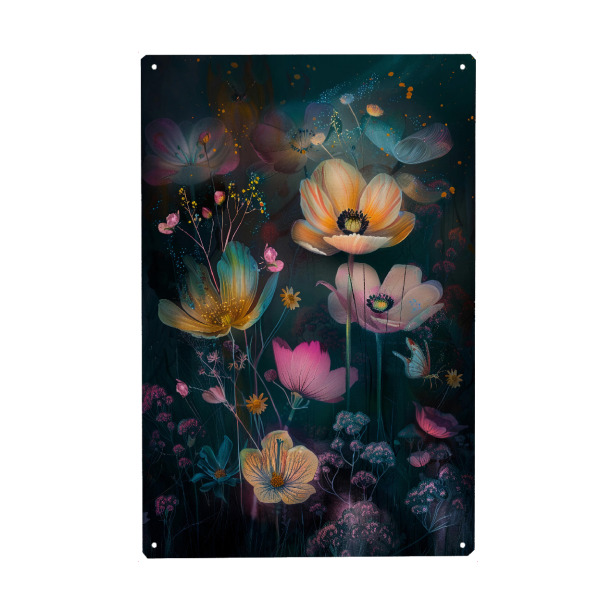 Holzbild "Blumenwiese G (matart)" artboxONE - Natur,Floral - Blumen,Wiese,Garten,Natur,Schmetterling,Modern,Kunst