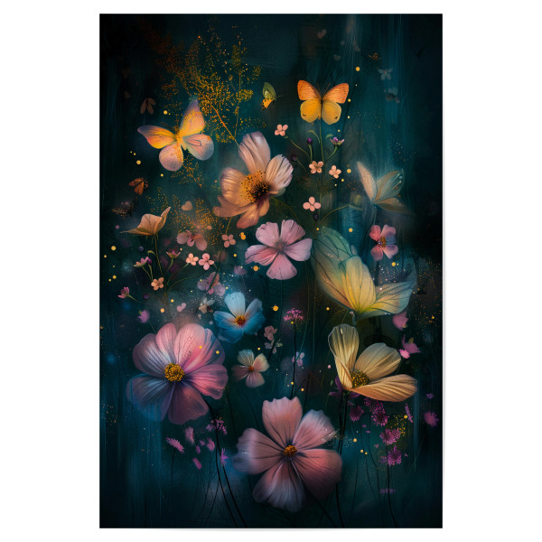 Poster 30x20 cm "Blumenwiese H (matart)" artboxONE - Natur,Floral - Blumen,Wiese,Garten,Natur,Schmetterling,Modern,Kunst