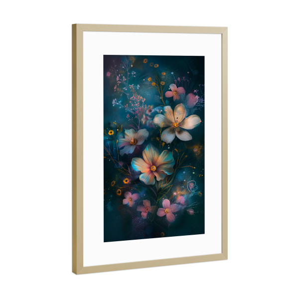 Poster mit Rahmen Gold "Blumenwiese I (matart)" artboxONE - Natur,Floral - Blumen,Wiese,Garten,Natur,Modern,Kunst