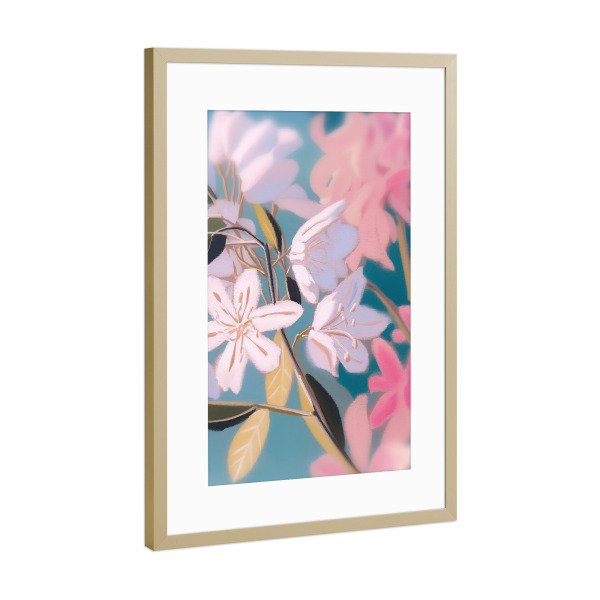 Poster mit Rahmen Gold "Zarte Natur Blüten" artboxONE - Natur,Floral