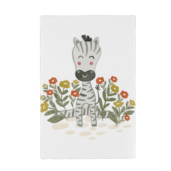 Holzbild "Baby Zebra and floral" artboxONE - Floral,Für Kinder,Tiere